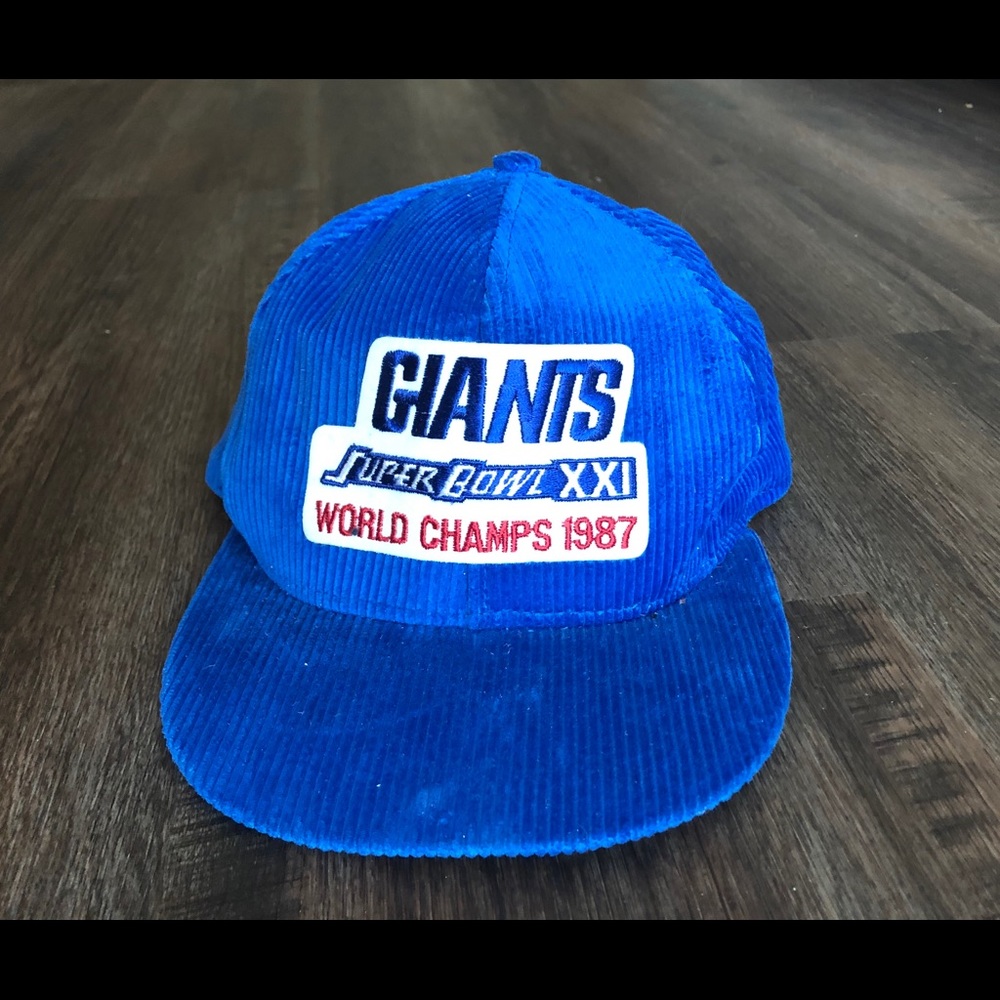 VTG 1987 NY GIANTS CAP Super Bowl XXI cord AJD hat